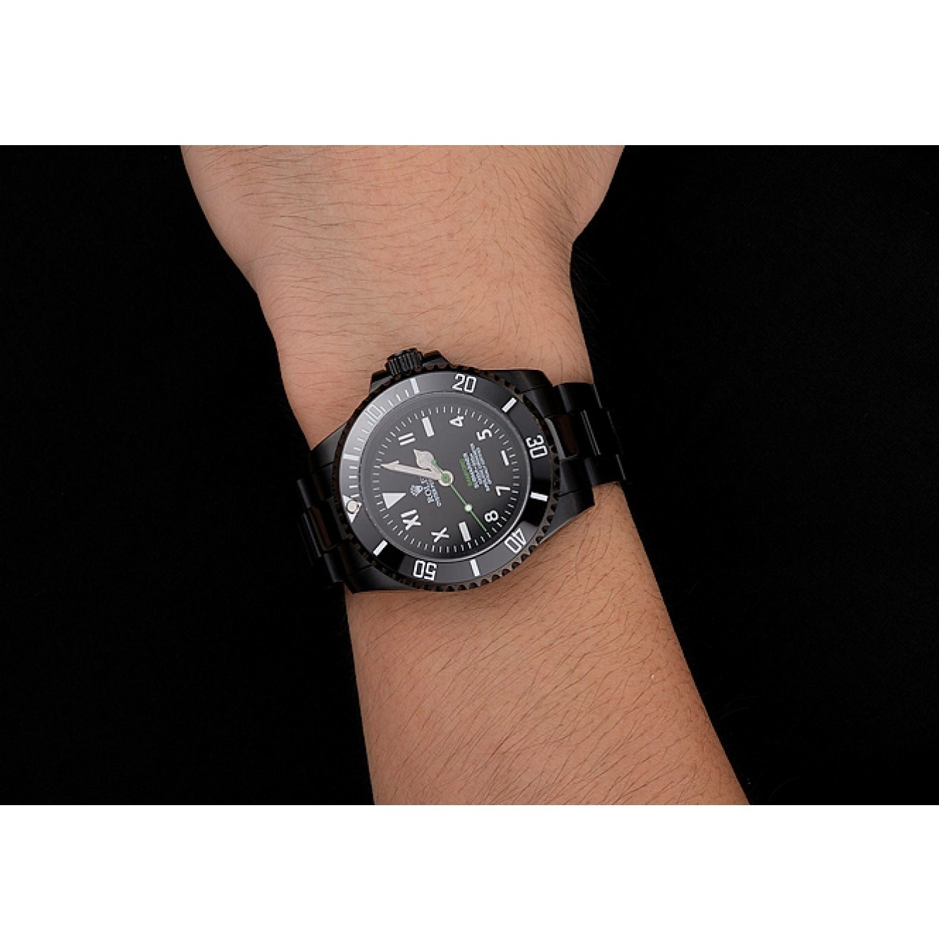 Aaa replica watch Ionized Case Bracelet Bamford And Rolex Submariner Roman Numerals Black Black Dial 0707